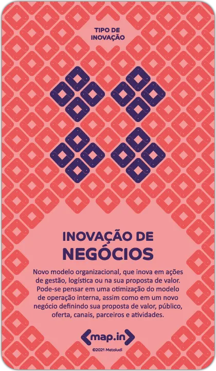 Uma carta do Map.in com os dizeres "Inovação de negócios"